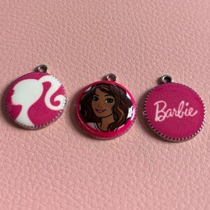 Barbie Logo, Silhouette, and African American 3 Charms Pink Mattel